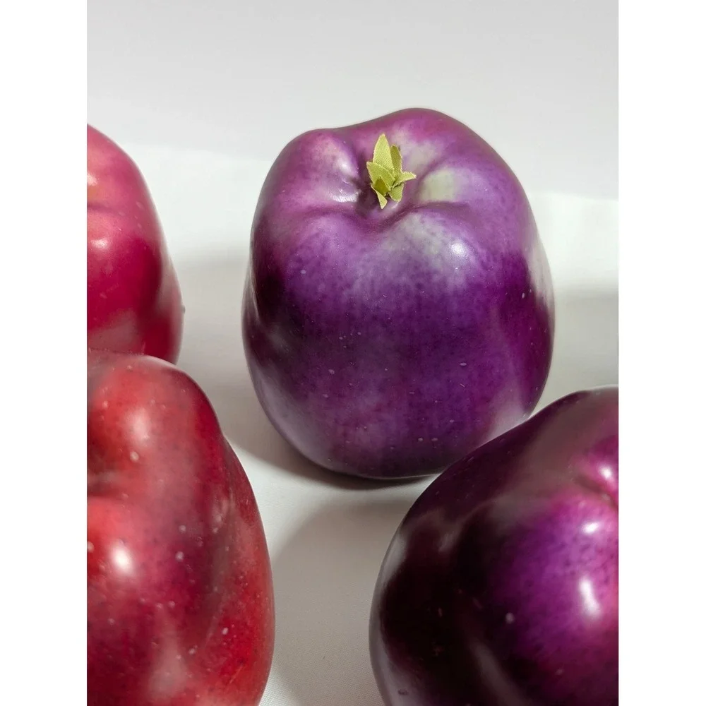 21 Piece Faux Apples Bulk Lot Artificial Fruit Red Purple Lenticels Plastic Foam